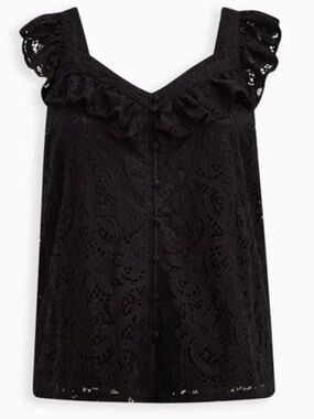 torrid Black Lace Ruffle Strap Camisole